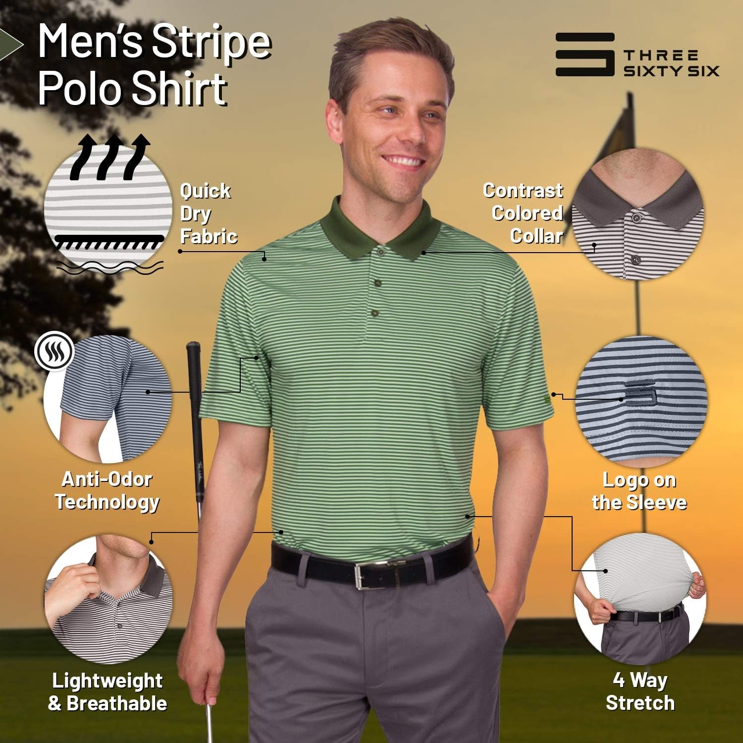 Quick Dry Golf Shirts for Men - Moisture Wicking Short-Sleeve Casual Polo Shirt